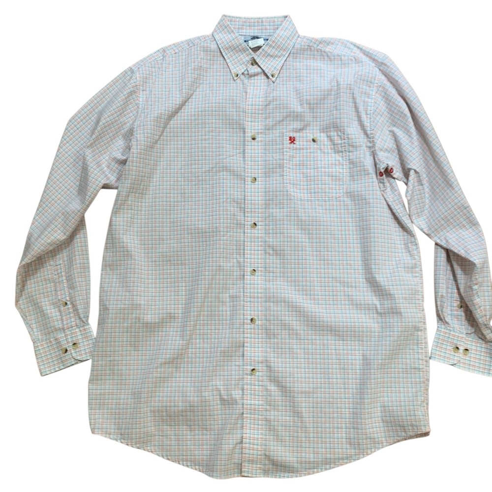 Twenty X Performance Button Down Shirt White and Multicolored Plaid